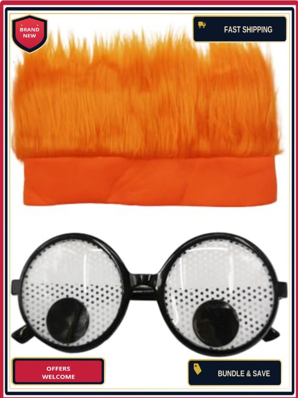Halloween Costume Cosplay Accessories Kit Hairy Headband & Googly Eyes Glasses